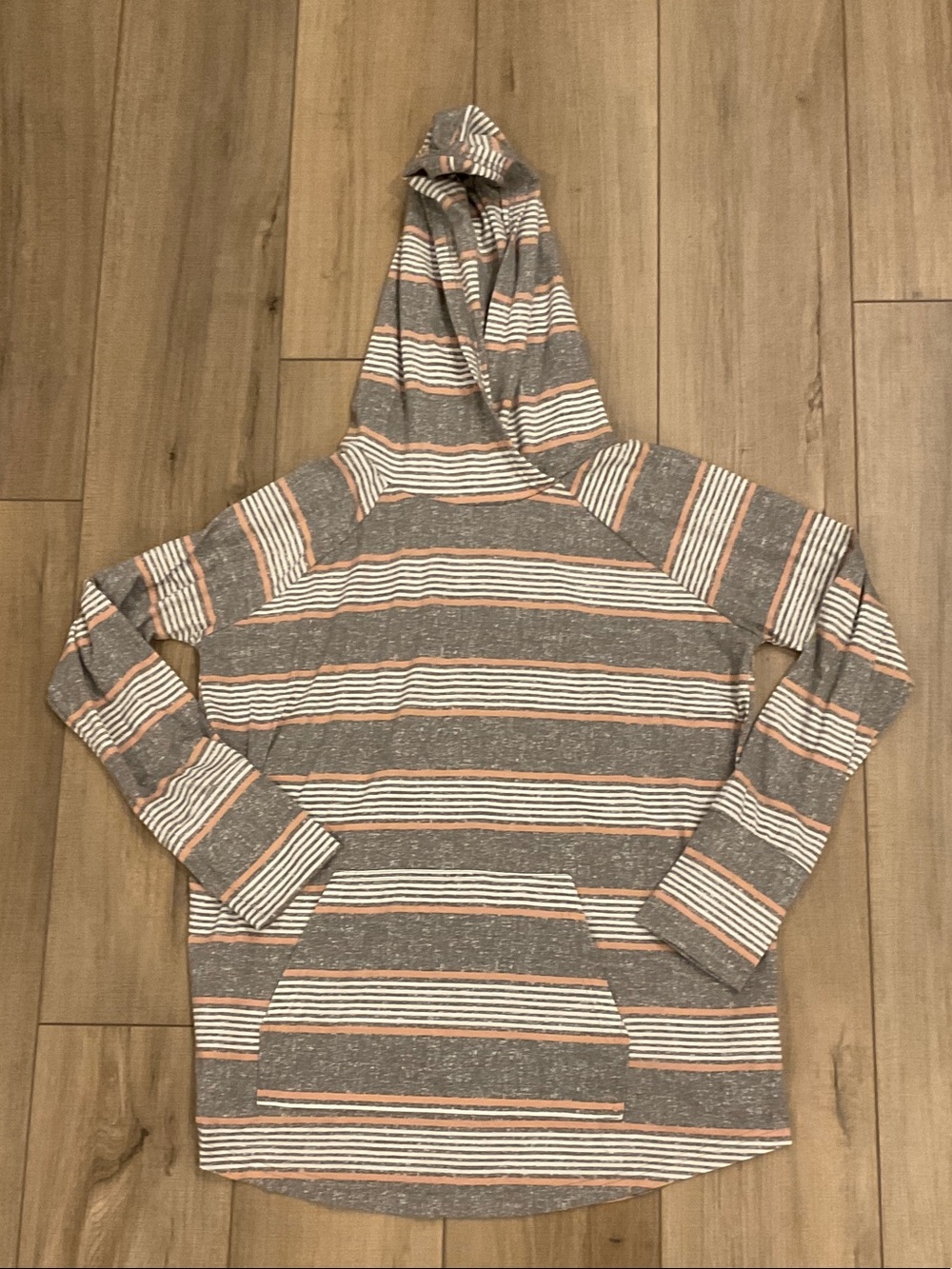 LuLaRoe Striped Crewneck Hoodie - Gray, Cream & Tan